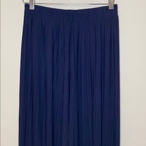 navy blue pleated wide leg pants ONESIZE